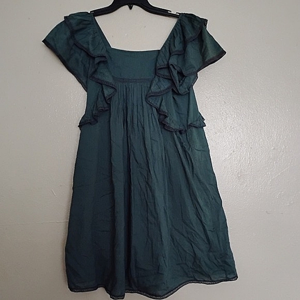 Sea New York Dress 2 Ruffle Flutter Sleeve Cotton‎ Mini Lace Trim Boho Cottage